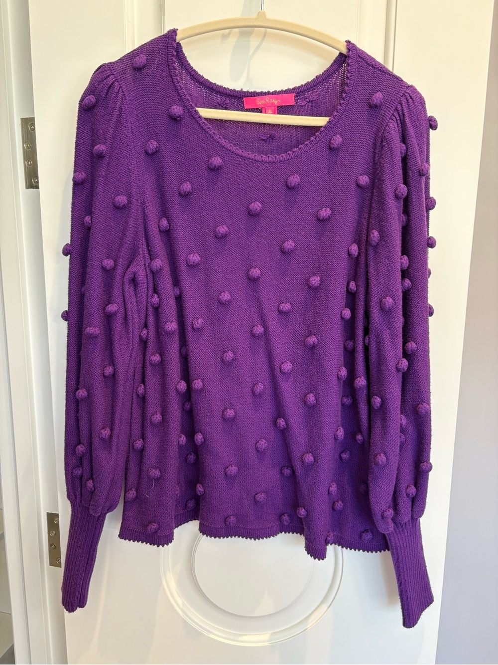 Lilly Pulitzer Purple Pom-Pom Scoop Neck Sweater